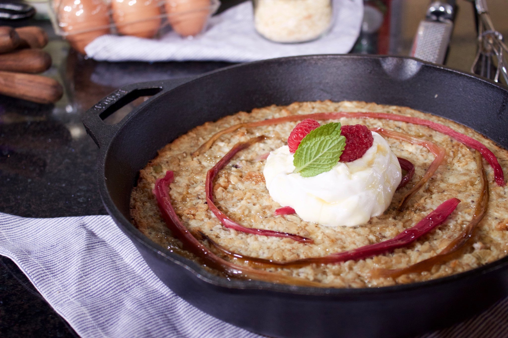 Spring Muesli Bake with Honey Roasted Rhubarb – Seven Sundays