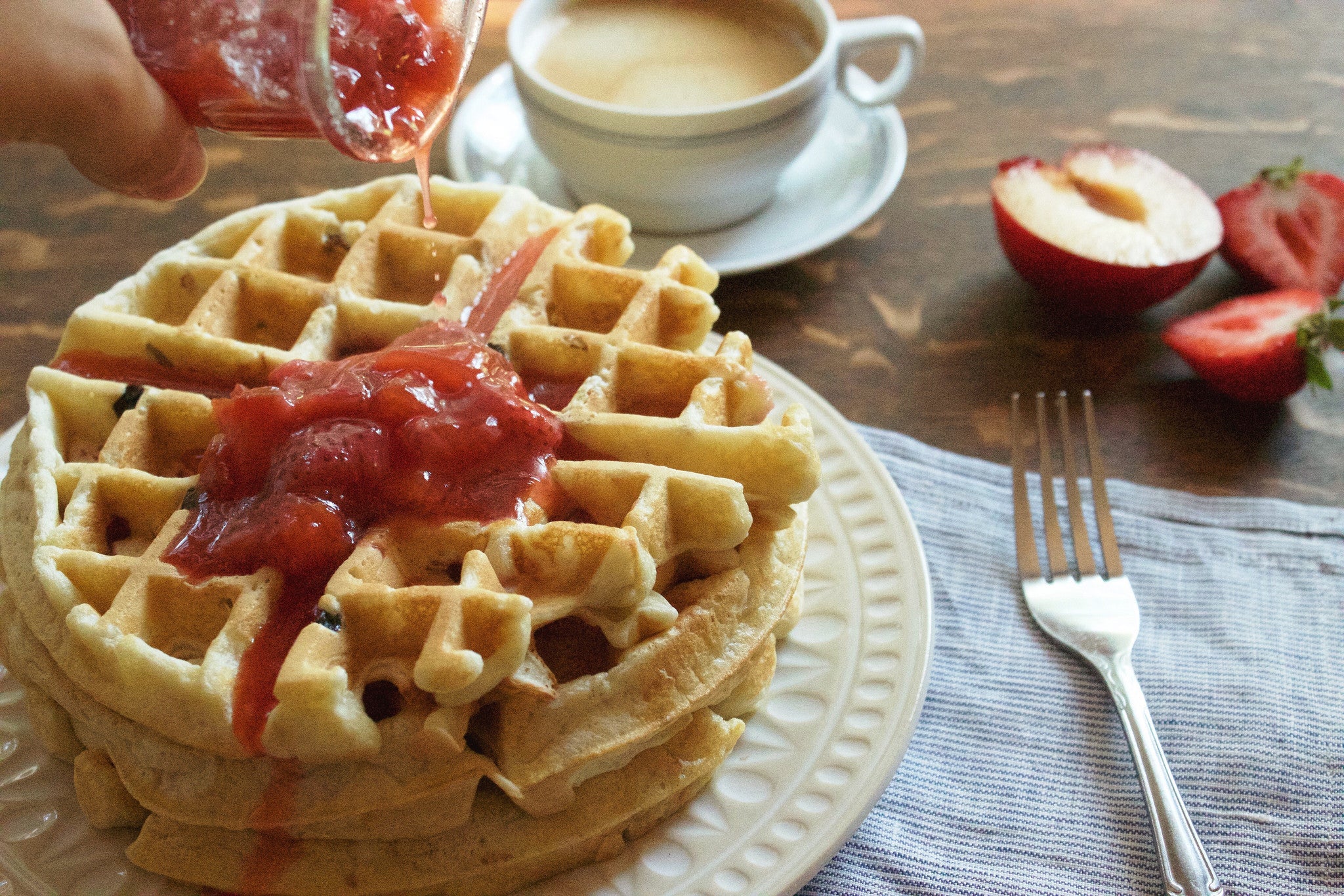 Perfect Buttermilk Muesli Waffles (with Tart Plum Sauce) – Seven Sundays