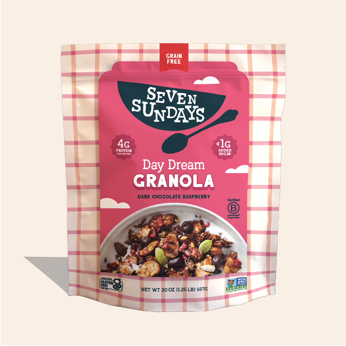 Day Dream Chocolate Raspberry Grain-Free Granola, 20oz – Seven Sundays Day Dream Chocolate Raspberry Grain-Free Granola, 20oz – Seven Sundays