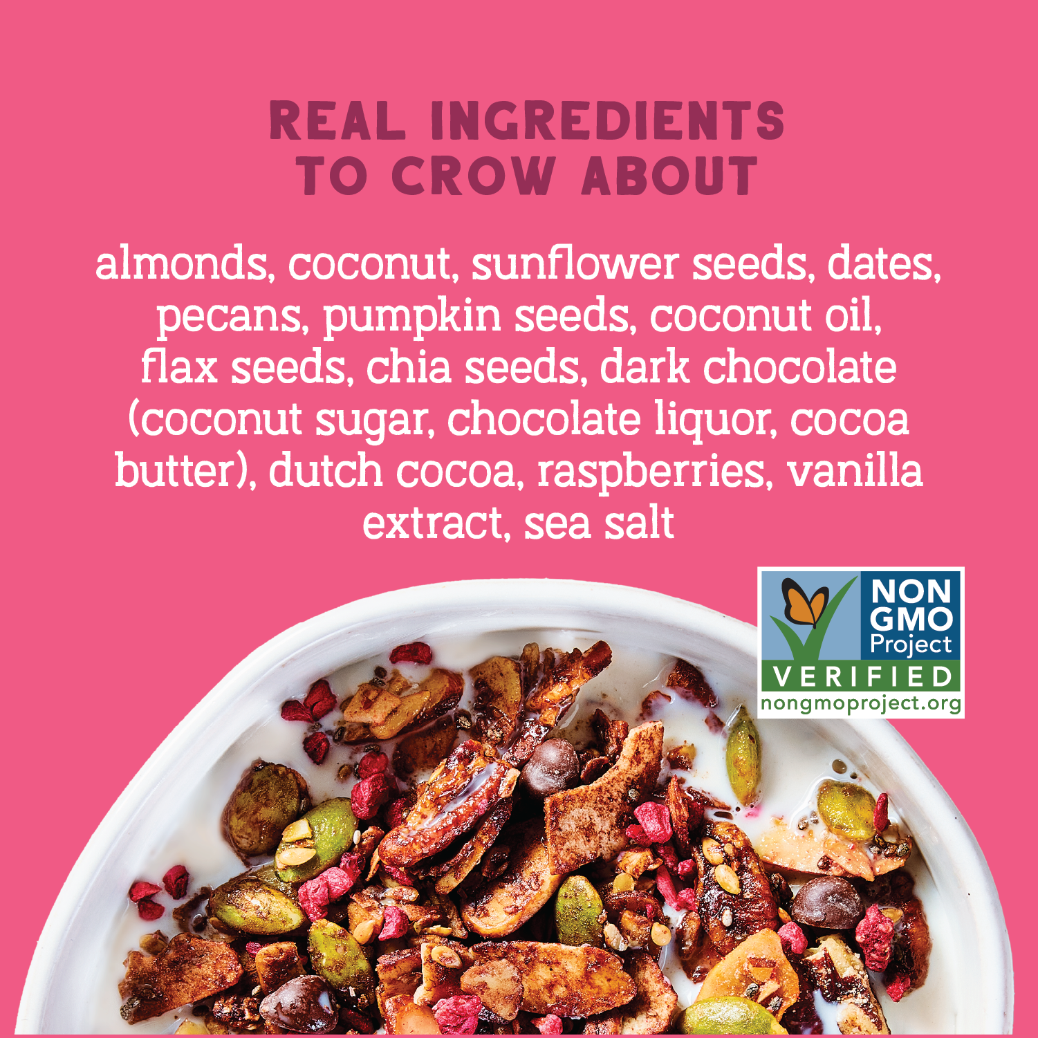 Day Dream Chocolate Raspberry Grain-Free Granola, 20oz – Seven Sundays Day Dream Chocolate Raspberry Grain-Free Granola, 20oz – Seven Sundays