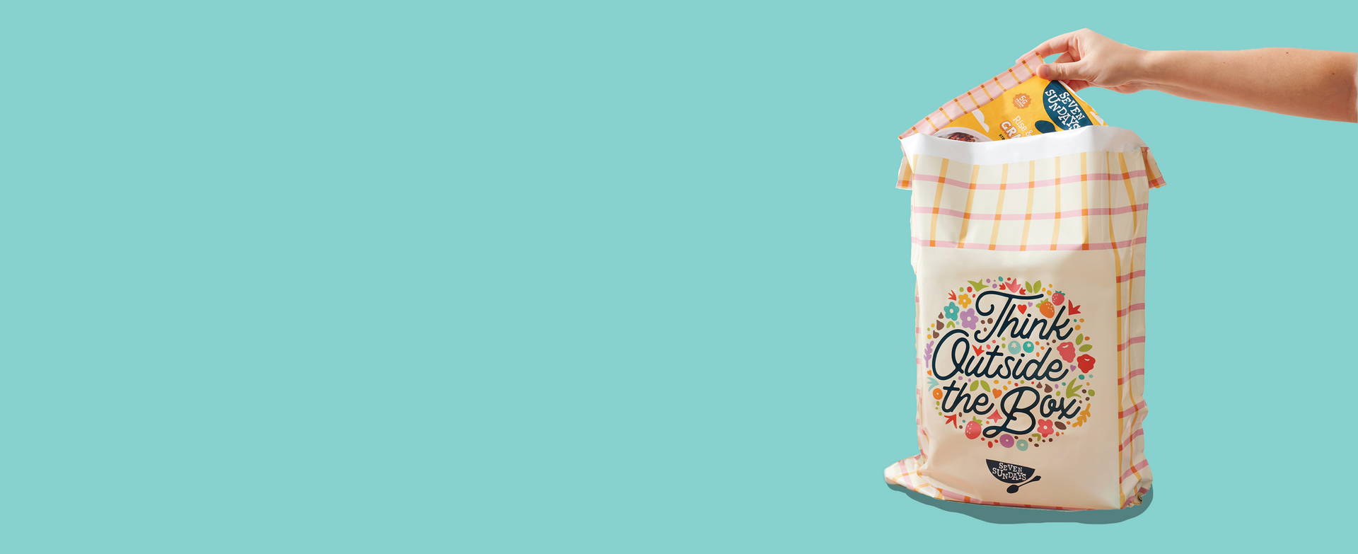 Illustrated cereal bag prepared for recycling